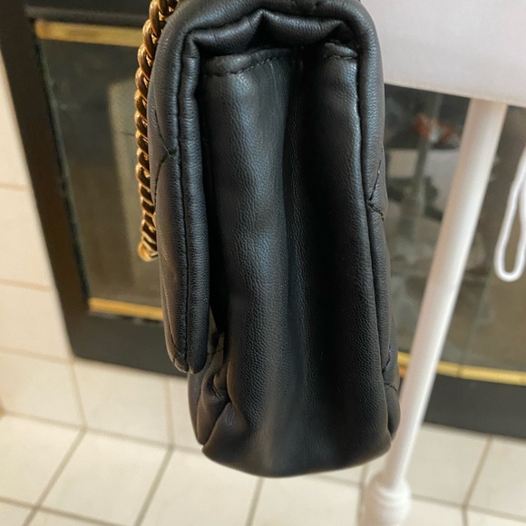 Badgley Mischka Collection Small Diamond Quilt Flap Crossbody Bag, Black/Gold - Picture 5 of 11